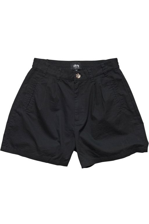 Stussy Womens Brentwood Pleated Shorts Black - JBRSX1428